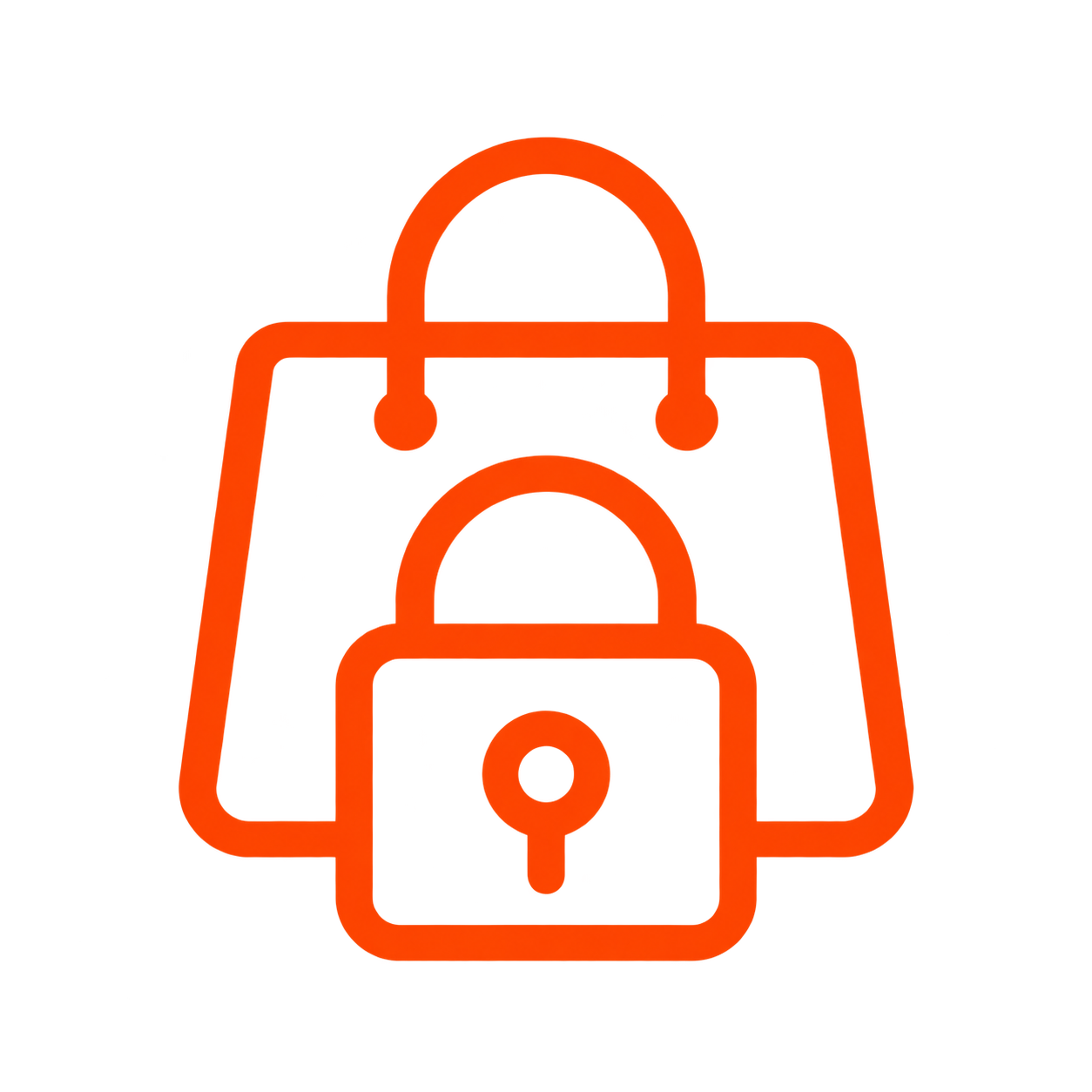 Prevent icon: shopping bag with a padlock