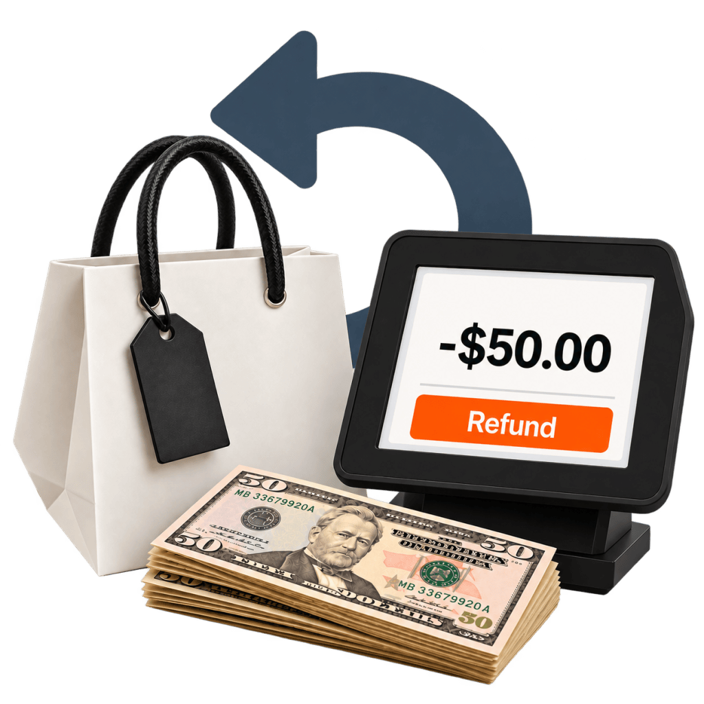 Shopping bag with a refund receipt